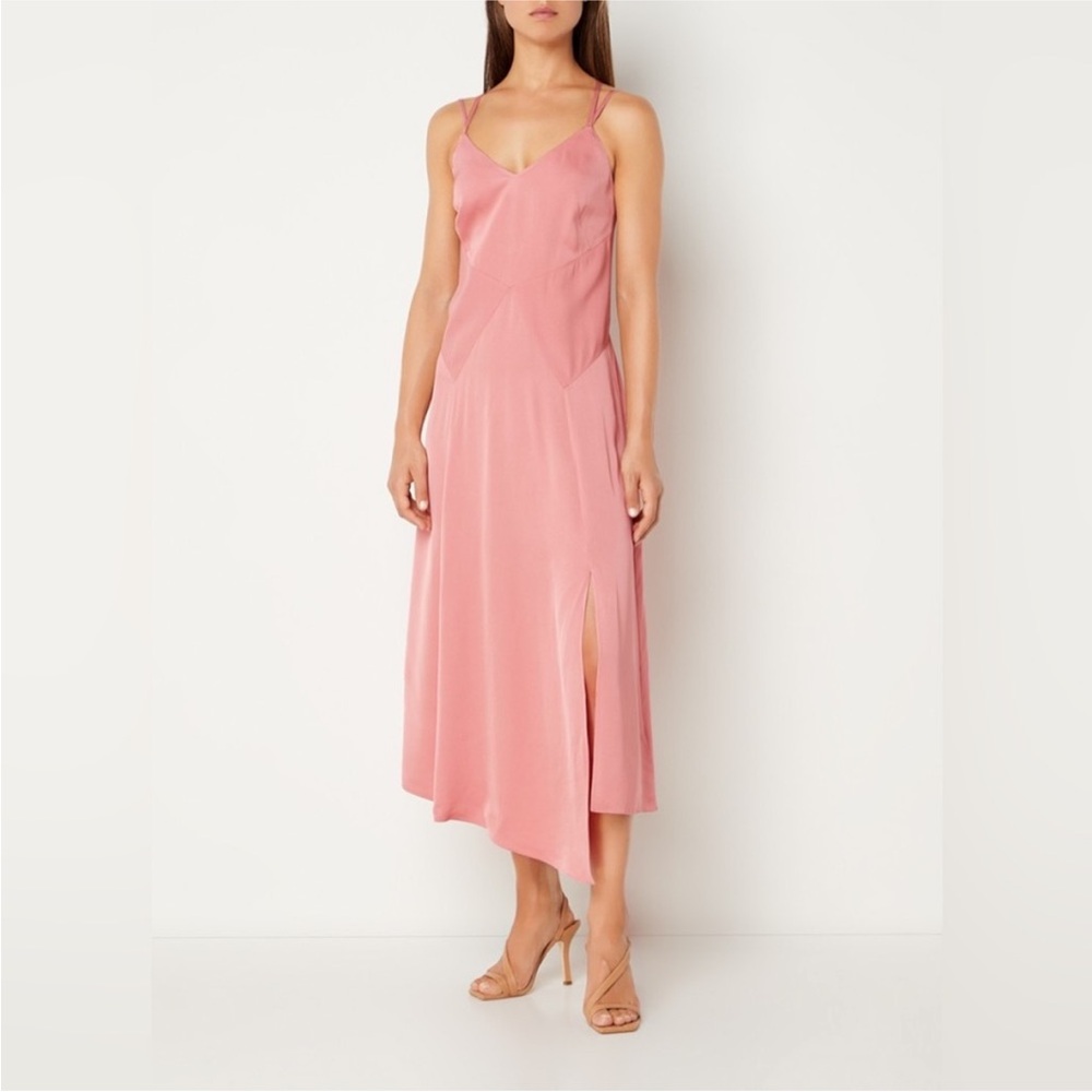 Ted Baker Dusky Pink Asymmetric Midi Slip Dress | Size 8-10 | NWT